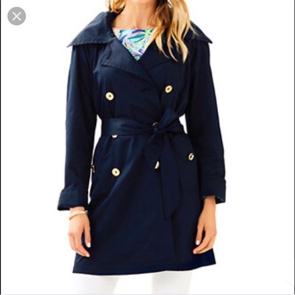 Lilly Pulitzer Jackets & Blazers - Lilly Pulitzer Navy Trench Coat
